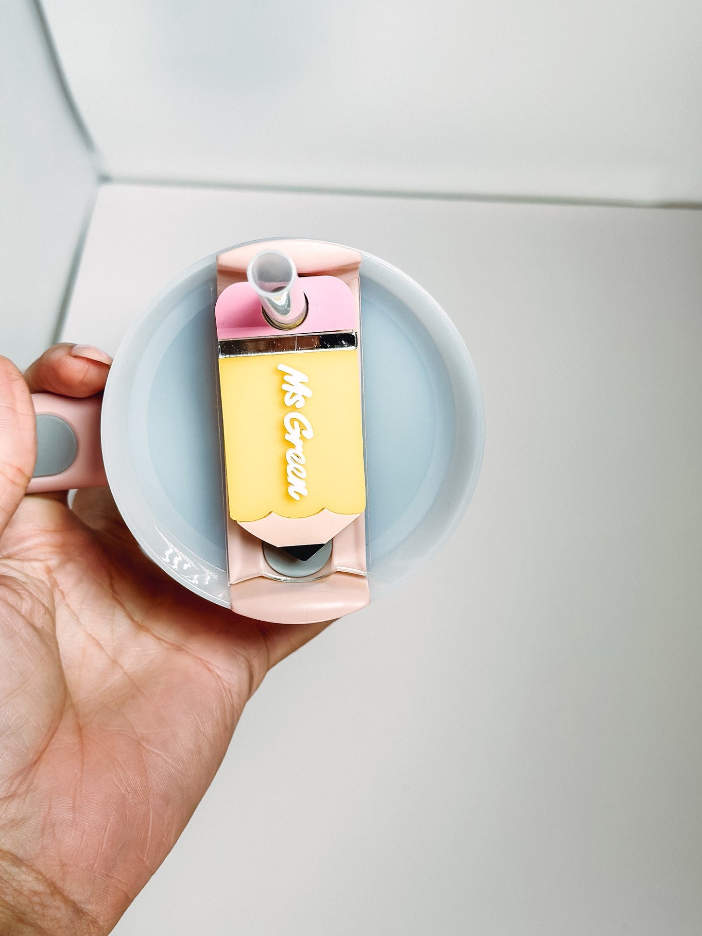 Teacher tumbler Topper Pencil Tumbler Teacher Name Plate  Pencil Tumbler Name Tag -Cup Accessories - Gifts for Teachers Teacher Appreciation