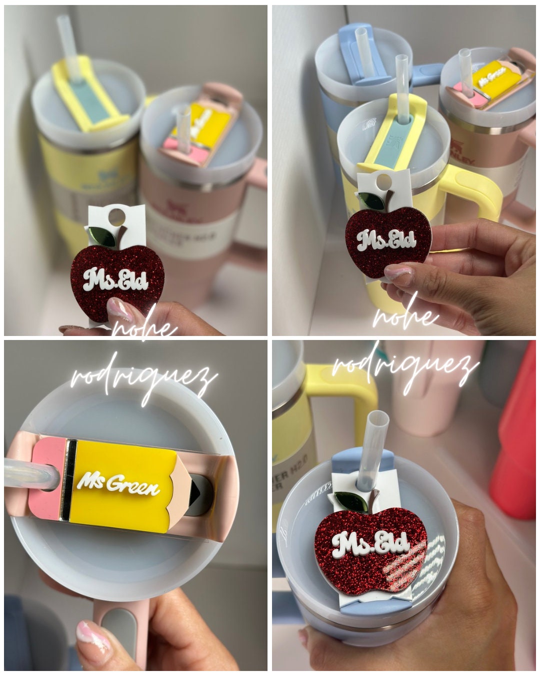 Teacher tumbler Topper Pencil Tumbler Teacher Name Plate Pencil Tumbler Name Tag Cup Accessories  Teacher Gift  Teacher Appreciation Charms