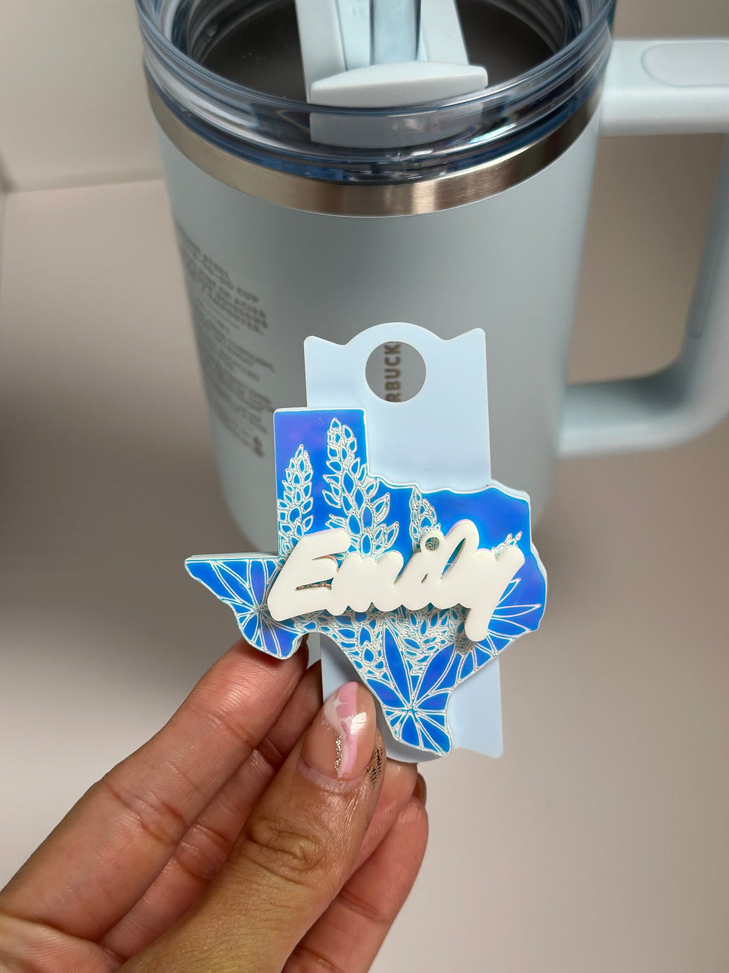 Texas Tumbler Topper Texas  Lone Star State Tumbler Topperr Name Plate Tumbler For Tumbler  Blue bonnet Flower  tumbler Accessories