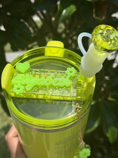 Personalization name plate flower Topper name plate personalization tumbler name tag daisy tumbler Name tag set gift for tumbler lover