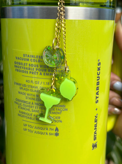 Personalized Name Tags Lime green Margarita Cup Topper Monogram Lid Topper Tropical Lid Topper Beach Tumbler Topper cocktail topper