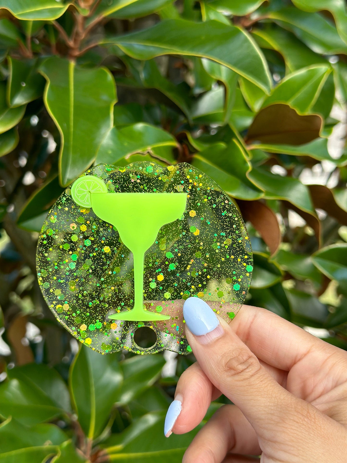 Personalized Name Tags Lime green Margarita Cup Topper Monogram Lid Topper Tropical Lid Topper Beach Tumbler Topper cocktail topper