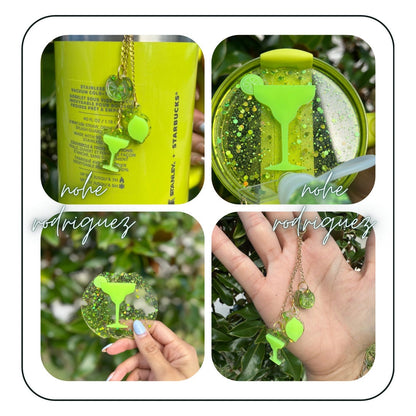 Personalized Name Tags Lime green Margarita Cup Topper Monogram Lid Topper Tropical Lid Topper Beach Tumbler Topper cocktail topper