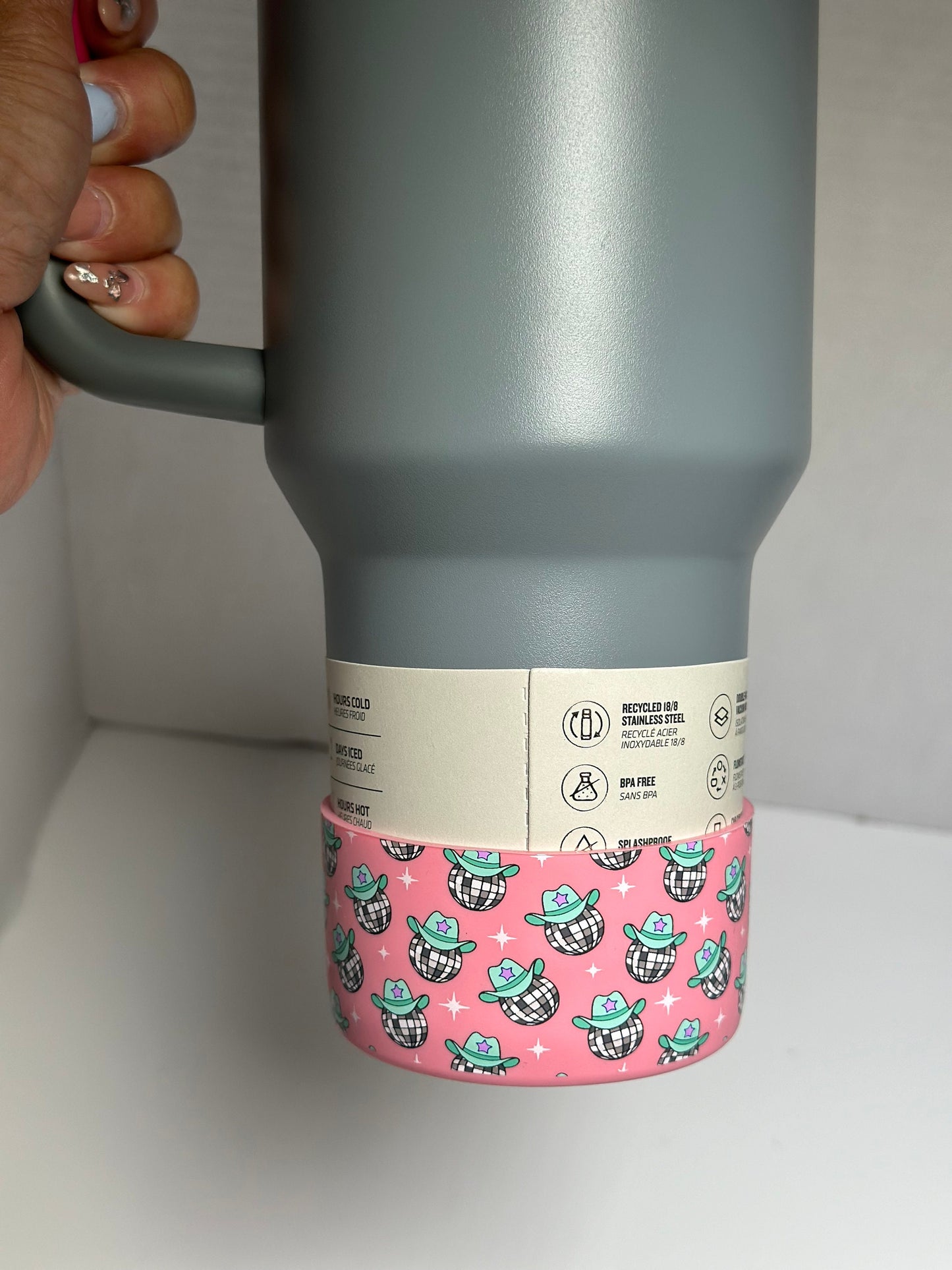 Cowboy Hat Disco Ball Tumbler Topper  Western Theme Tumbler Accessories  Stanley Tumbler Topper Pink and Mint Cowgirl Hat Set tumbler topper