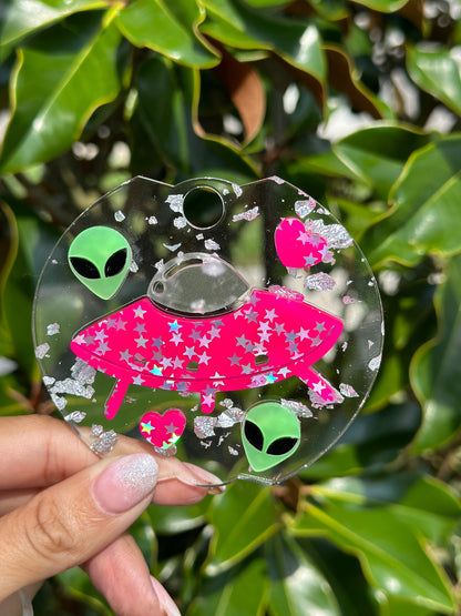 Personalized Name Tag Alien Tumbler Topper and Charms alien name tag glow in the dark  Name plate topper alien topper & charm glow in dark