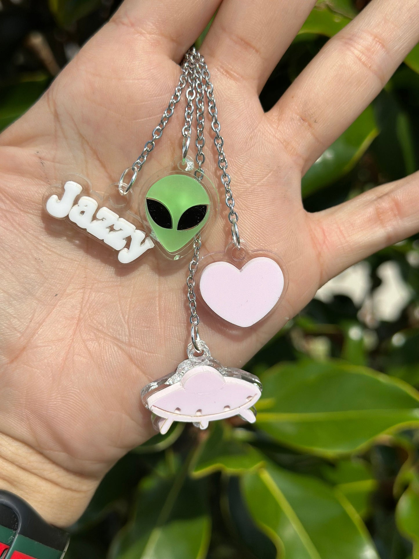Personalized Name Tag Alien Tumbler Topper and Charms alien name tag glow in the dark  Name plate topper alien topper & charm glow in dark