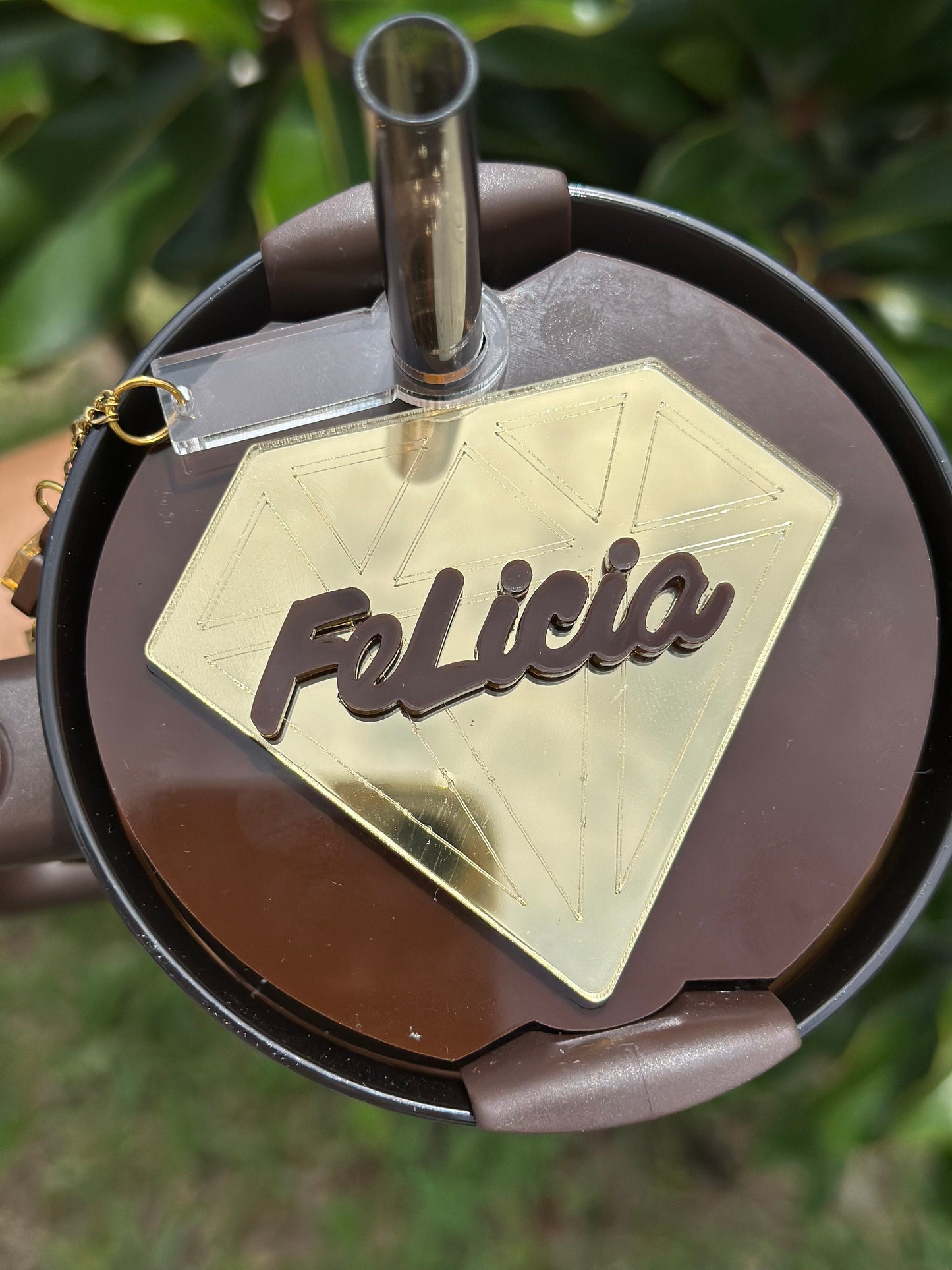 Diamond Name plate Personalized Name Tag 30oz 40oz H2.0 Tumbler Topper Tumbler Lid Tag Custom Tumbler Tag Acrylic Topper Chocolate Gold diamond