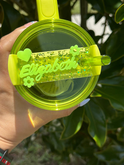 Personalization name plate flower Topper name plate personalization tumbler name tag daisy tumbler Name tag set gift for tumbler lover