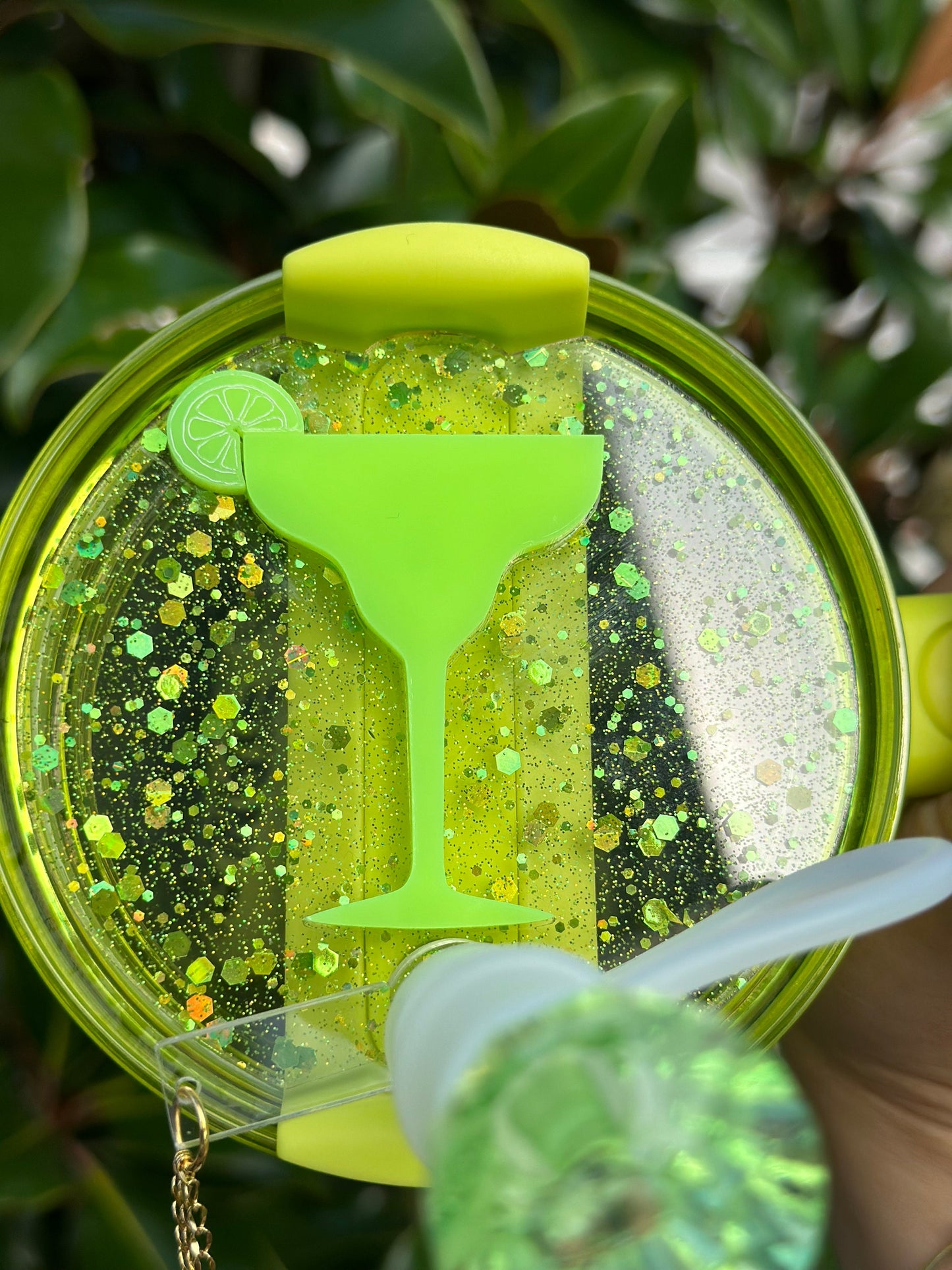 Personalized Name Tags Lime green Margarita Cup Topper Monogram Lid Topper Tropical Lid Topper Beach Tumbler Topper cocktail topper