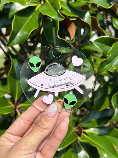 Personalized Name Tag Alien Tumbler Topper and Charms alien name tag glow in the dark  Name plate topper alien topper & charm glow in dark